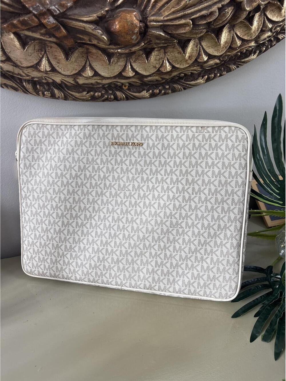 Michael Kors Monogram Laptop work Sleeve Case White Sliver